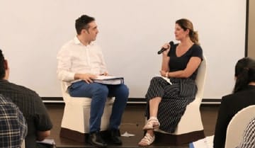 Image of Sebastien Leblond working with students.