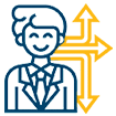 Cartoon image of a person with yellow arrows next to them.