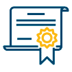 Blue cartoon image of a certification.