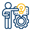Cartoon graphic of a person presenting something.