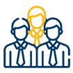 Cartoon graphic of three people.