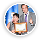 Image of Sebastien Leblond with a graduated NLP Top Coach student.
