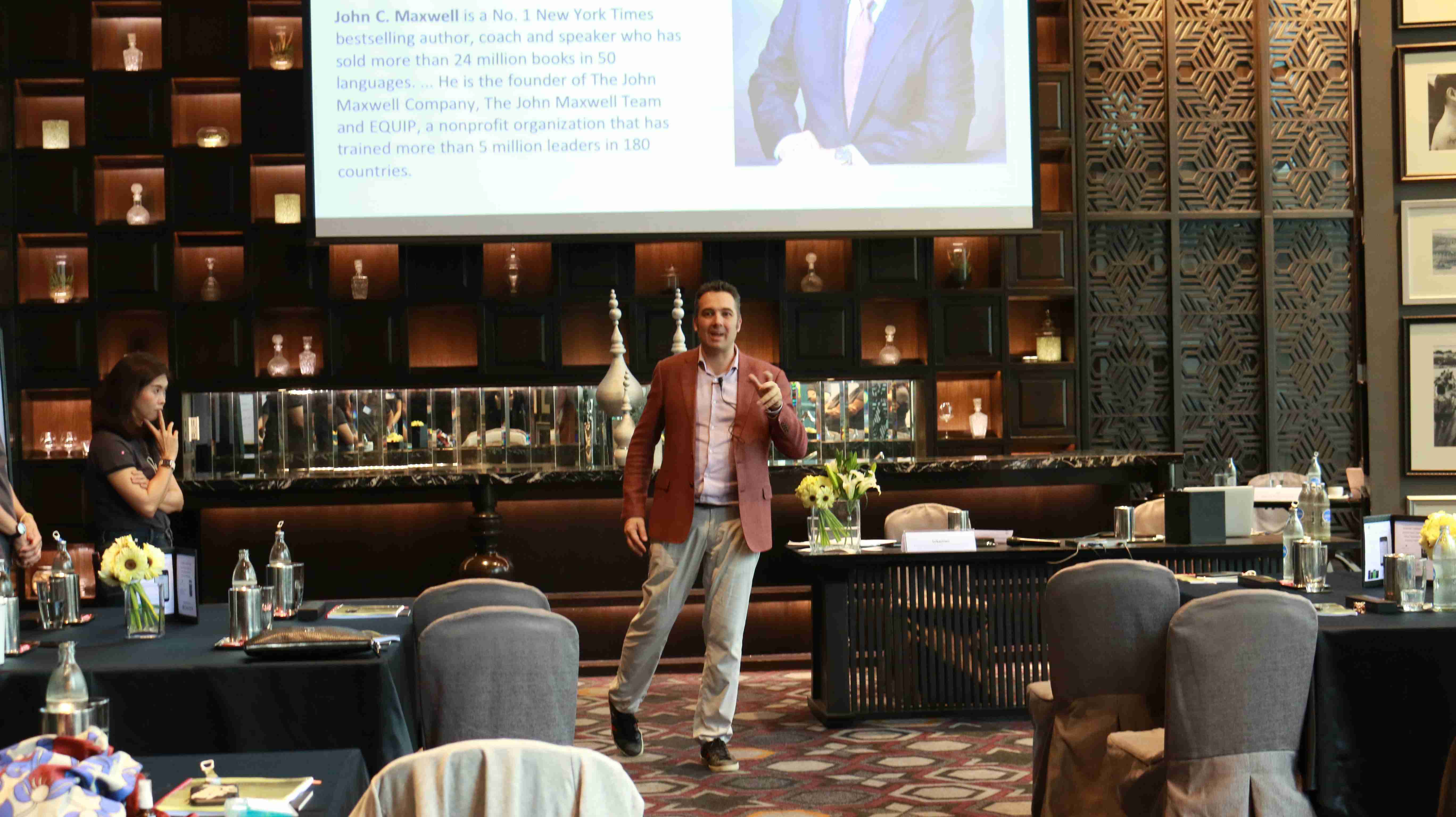 Picture of Sebastian LeBlond going through a business coaching certification course.