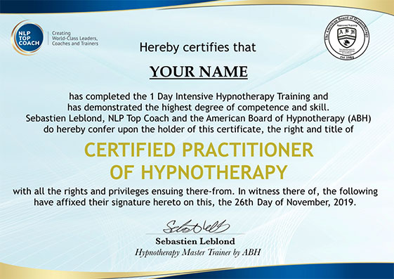 Image of an NLP Top Coach certification.